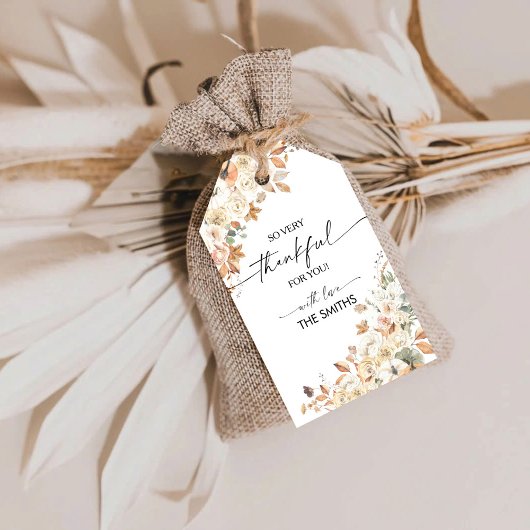 Rustic Pompoenen Thanksgiving Diner Cadeaubijslage Cadeaulabel