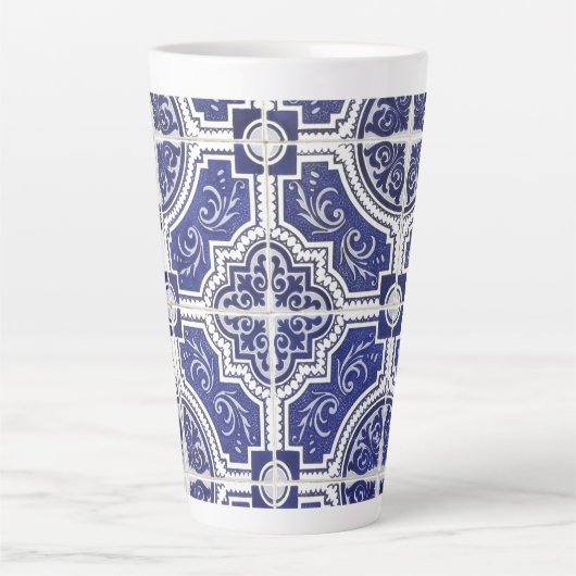Rustic  Portugees Tiles Pattern - Azulejo Latte Mok (Voorkant)