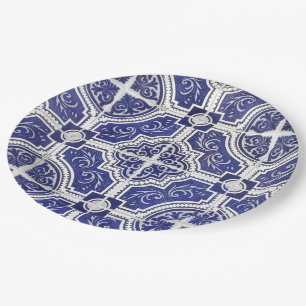 Rustic Portugees Tiles Pattern - Azulejo Papieren Bordje