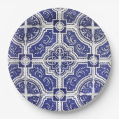Rustic Portugees Tiles Pattern - Azulejo Papieren Bordje (Voorkant)