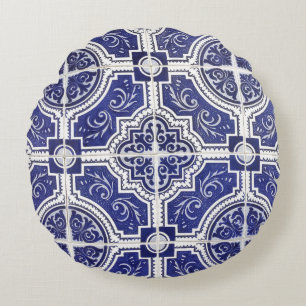 Rustic  Portugees Tiles Pattern - Azulejo Rond Kussen
