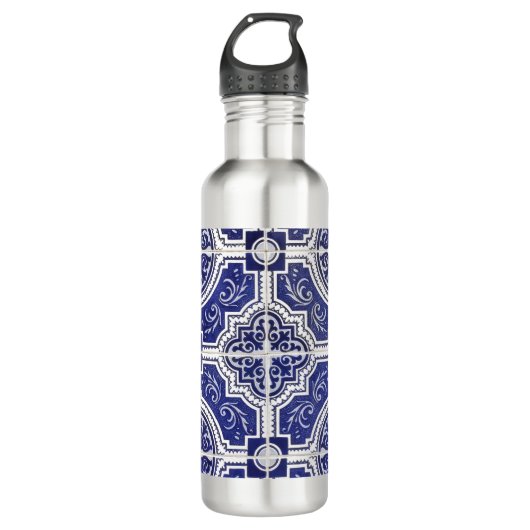 Rustic Portugees Tiles Pattern - Azulejo Waterfles (Voorkant)