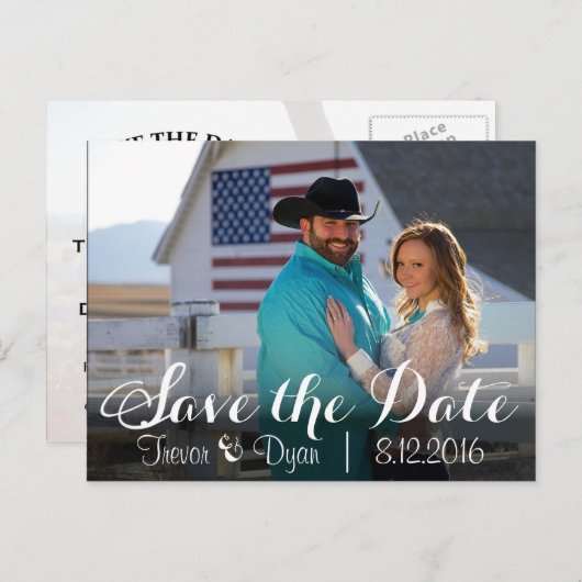 Rustic Post Kaart Save the Date (Voorkant / Achterkant)
