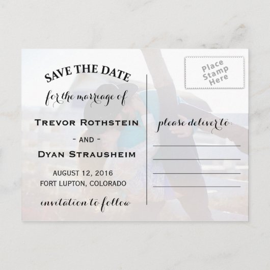 Rustic Post Kaart Save the Date (Achterkant)