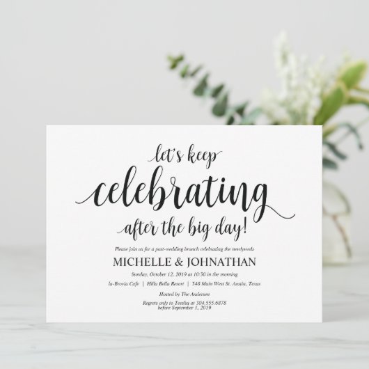 Rustic Post Mariage Brunch Invitation Card (Debout devant)