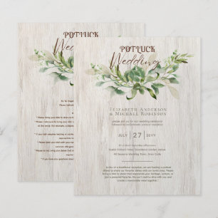 Rustic POTLUCK Sjabloon voor uitnodiging huwelijk
