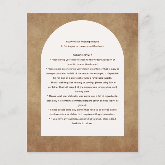 Rustic POTLUCK Wedding Reception Sjabloon nodigt u Flyer (Achterkant)