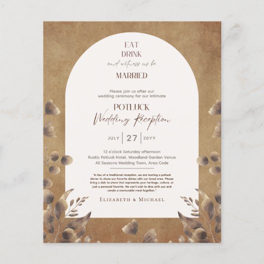 Rustic POTLUCK Wedding Reception Sjabloon nodigt u Flyer (Voorkant)