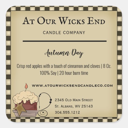 Rustic Primitive Pays bougie Étiquettes de produit (Devant)