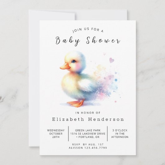 Rustic Printable Duck Baby shower Kaart (Voorkant)