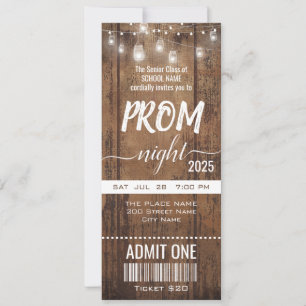 Rustic Prom Night Party Ticket Uitnodiging