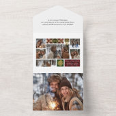 Rustic Pset & Gold Snowflakes Multi-Photo All In One Uitnodiging (Binnen)