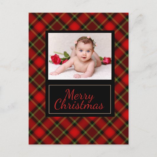 Rustic Pset Merry-Briefkaart voor kerstfoto's Briefkaart (Voorkant)