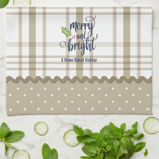 Rustic Pset Merry en Bright Kerstmis Theedoek (Gevouwen)