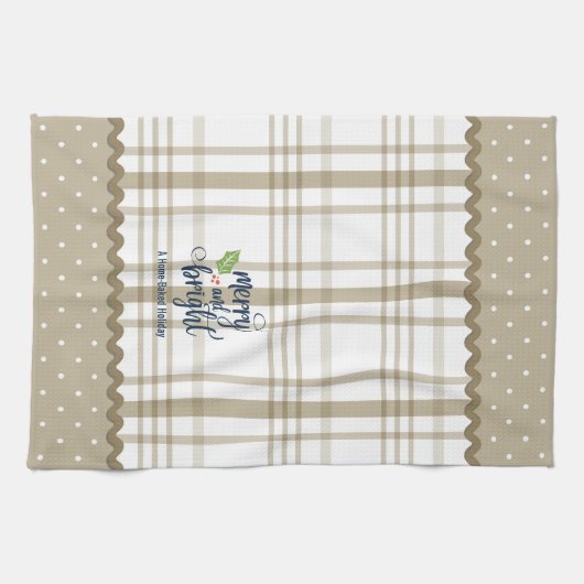 Rustic Pset Merry en Bright Kerstmis Theedoek (Horizontaal)