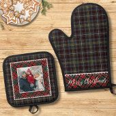 Rustic Pset Merry-kerstfoto Ovenwant & Pannenlap Set