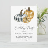 Rustic Pset Pumpkins Herfst Birthday Party Kaart (Staand voorkant)