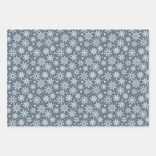 Rustic Pset Snowflakes en Holly in Country Blue Inpakpapier Vel (Voorkant 2)