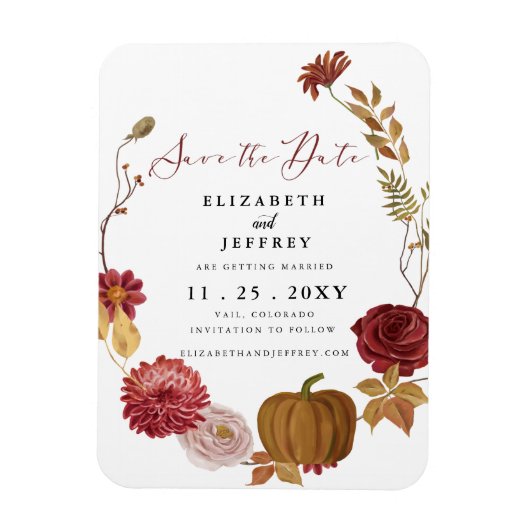 Rustic Pumpkin Autumn Herfst slaat de datum op Magneet (Verticaal)
