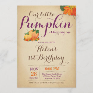 Rustic Pumpkin Birthday Uitnodiging eerste dag