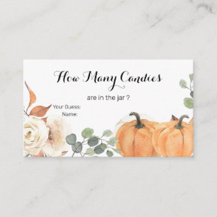 Rustic Pumpkin Boho Floral raden hoeveel Snoepjes Informatiekaartje