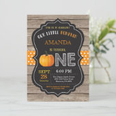 Rustic Pumpkin First Birthday Invitation Sinaasapp Kaart (Staand voorkant)