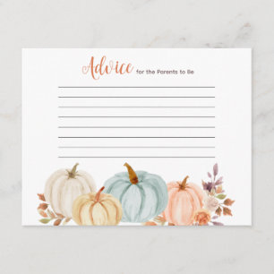 Rustic Pumpkin Floral Advice Kaart Baby shower
