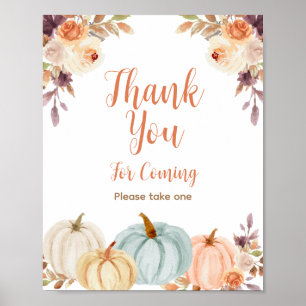 Rustic Pumpkin Floral Hartelijk dank voor uw komst Poster