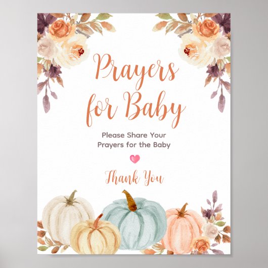 Rustic Pumpkin Floral Prayers for Baby Sign Poster (Voorkant)