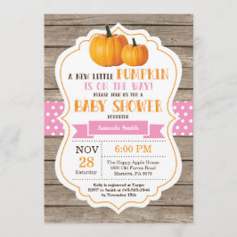 Rustic Pumpkin Girl-Baby shower Kaart