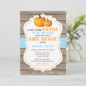 Rustic Pumpkin Herfst Boy Baby shower Kaart (Staand voorkant)