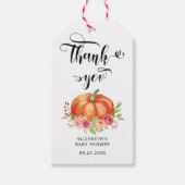 Rustic Pumpkin Herfst Floral Baby shower Bedankt Cadeaulabel (Voorkant)