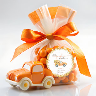 Rustic Pumpkin Herfst Floral Baby shower Ronde Sticker