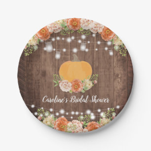 Rustic Pumpkin Herfst Floral Vrijgezellenfeest Papieren Bordje