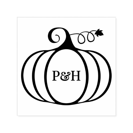 Rustic Pumpkin Lijst 2 Initiaal paar Monogram Zelfinktende Stempel (Design)