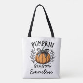 Rustic Pumpkin Season Herfst Thanksgiving Naam Draagtas (Achterkant)