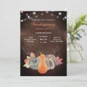 Rustic Pumpkin String Lights Foliage Thanksgiving Kaart (Staand voorkant)