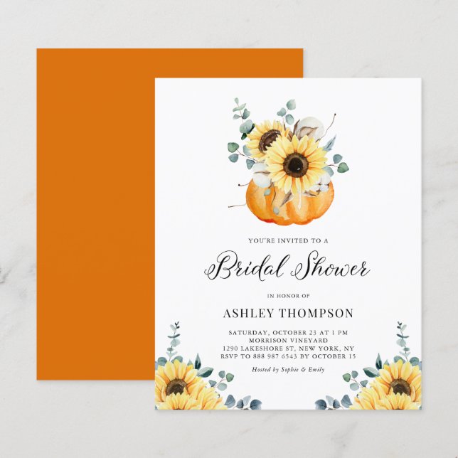 Rustic Pumpkin Sunflower Bridal Shower (Voorkant / Achterkant)