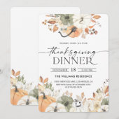 Rustic Pumpkin Thanksgiving Dinner Invitation (Devant / Derrière)