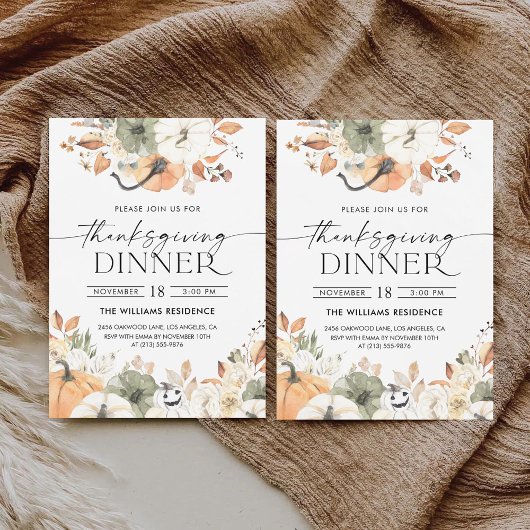 Rustic Pumpkin Thanksgiving Dinner Invitation
