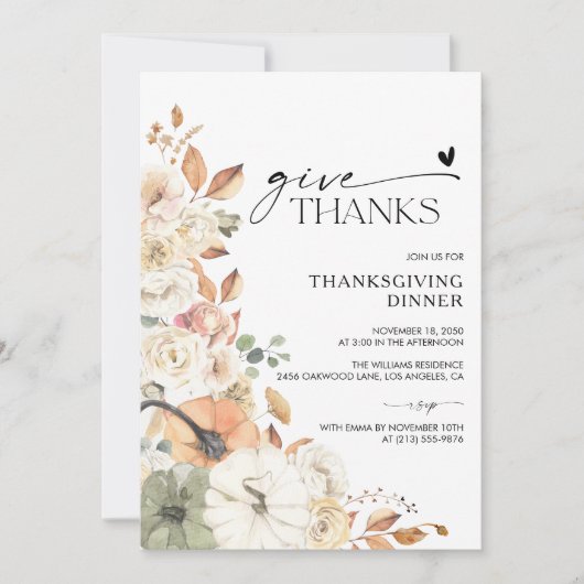 Rustic Pumpkin Thanksgiving Dinner Invitation Save The Date (Voorkant)