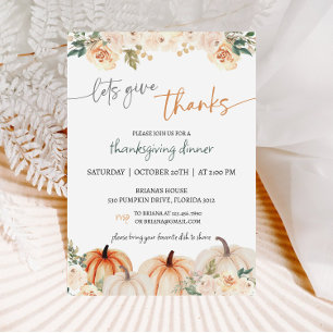 Rustic Pumpkin Thanksgiving Dinner Kaart