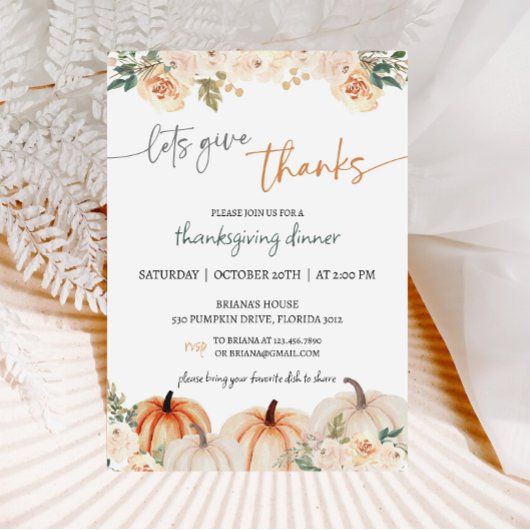 Rustic Pumpkin Thanksgiving Dinner Kaart