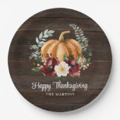 Rustic Pumpkin Thanksgiving Dinner Papieren Bordje (Voorkant)