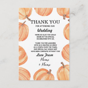 Rustic Pumpkin Wedding Hartelijk dank Verloving Kaart