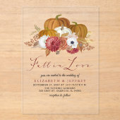 Rustic Pumpkins Autumn Fall Wedding Invitation Acryl Uitnodigingen (Voorkant)