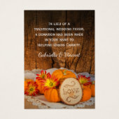 Rustic Pumpkins Fall Wedding Charity Favor Kaart (Voorkant)