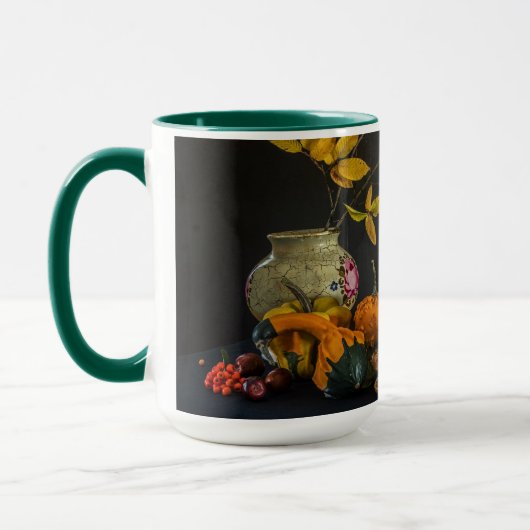 Rustic Pumpkins Gourds Vase Photo Thanksgiving Mok (Links)