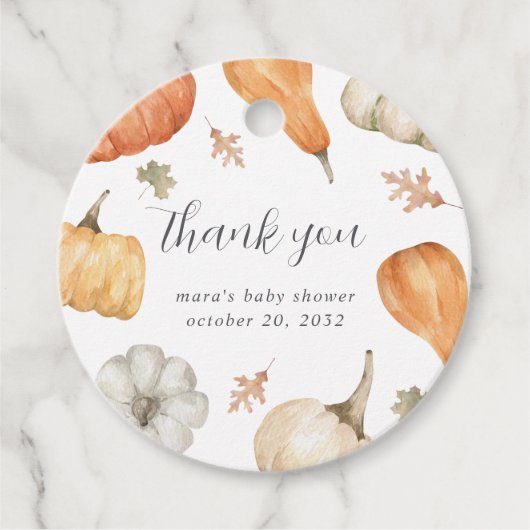 Rustic Pumpkins Herfst Baby shower Dank u Bedankjes Labels (Voorkant)