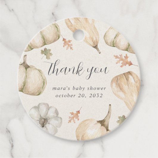 Rustic Pumpkins Herfst Baby shower Dank u Bedankjes Labels (Voorkant)